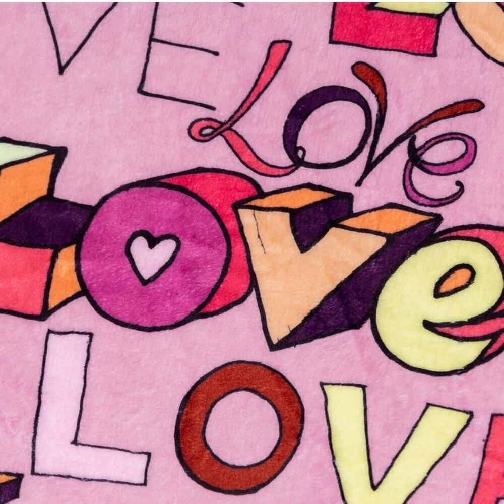 Love You Heart Soft Flannel Throw Blanket Pink Red Valentine Gift 60x80in - Picture 4 of 6